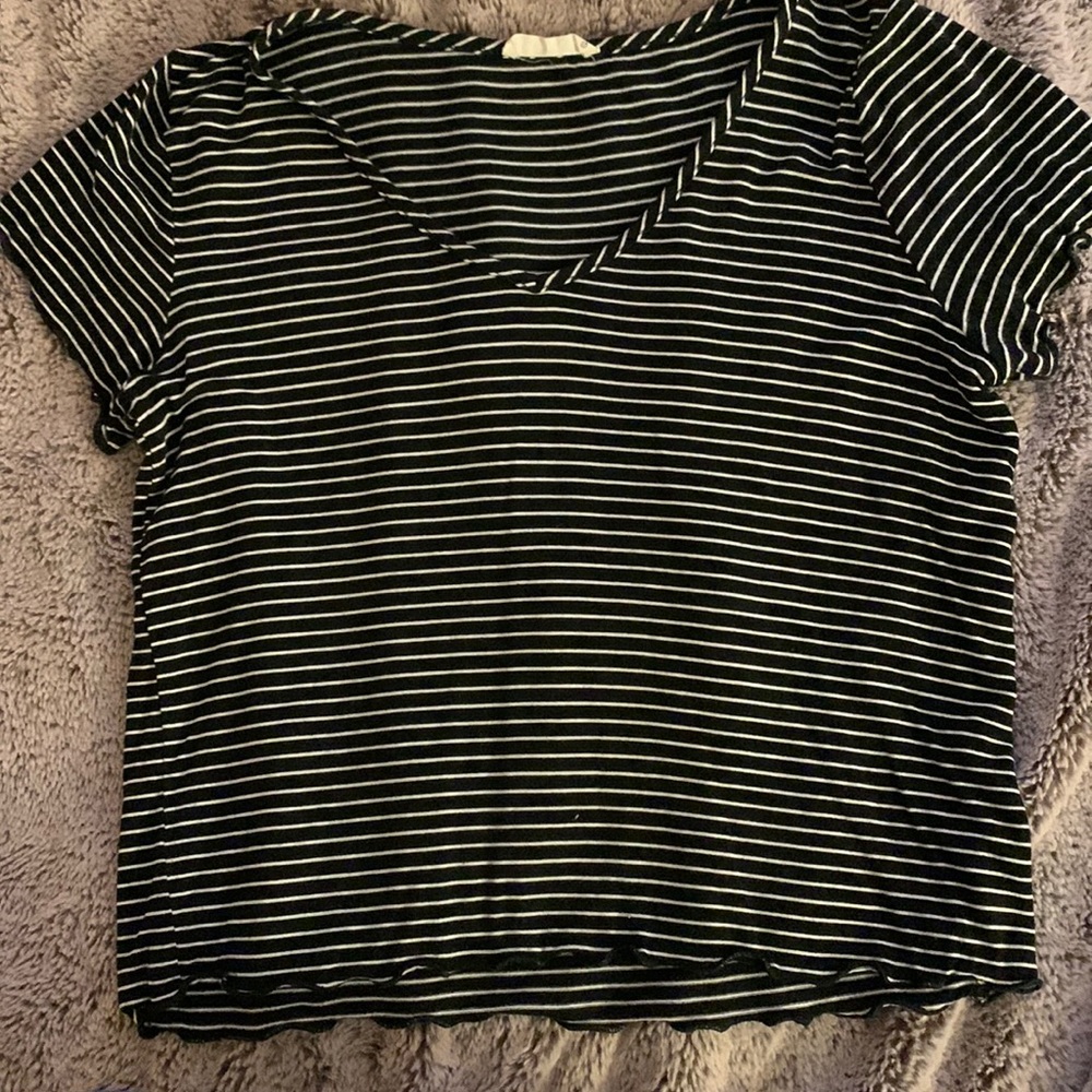 Black and white striped top